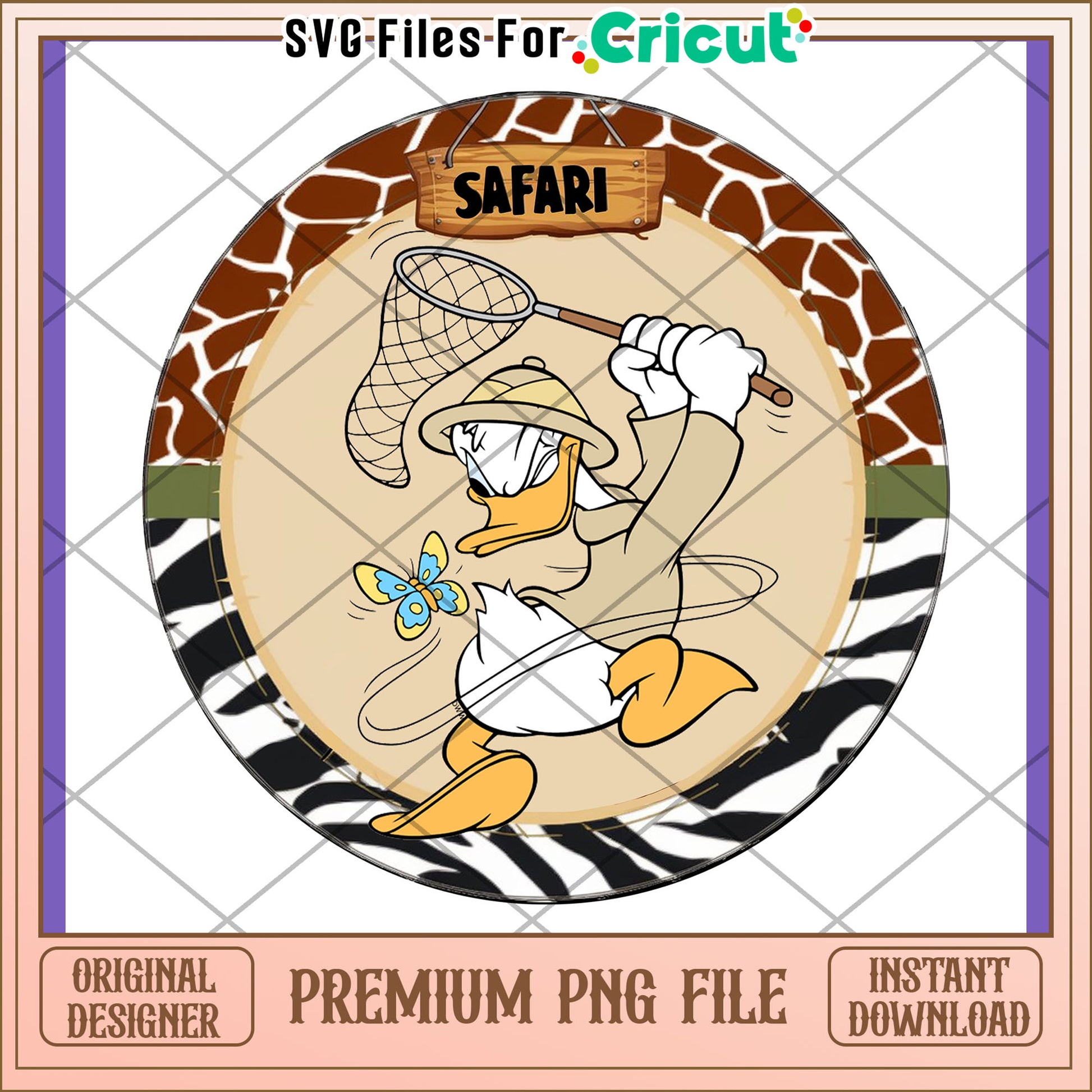 Safari Donald Duck PNG Sublimation Design