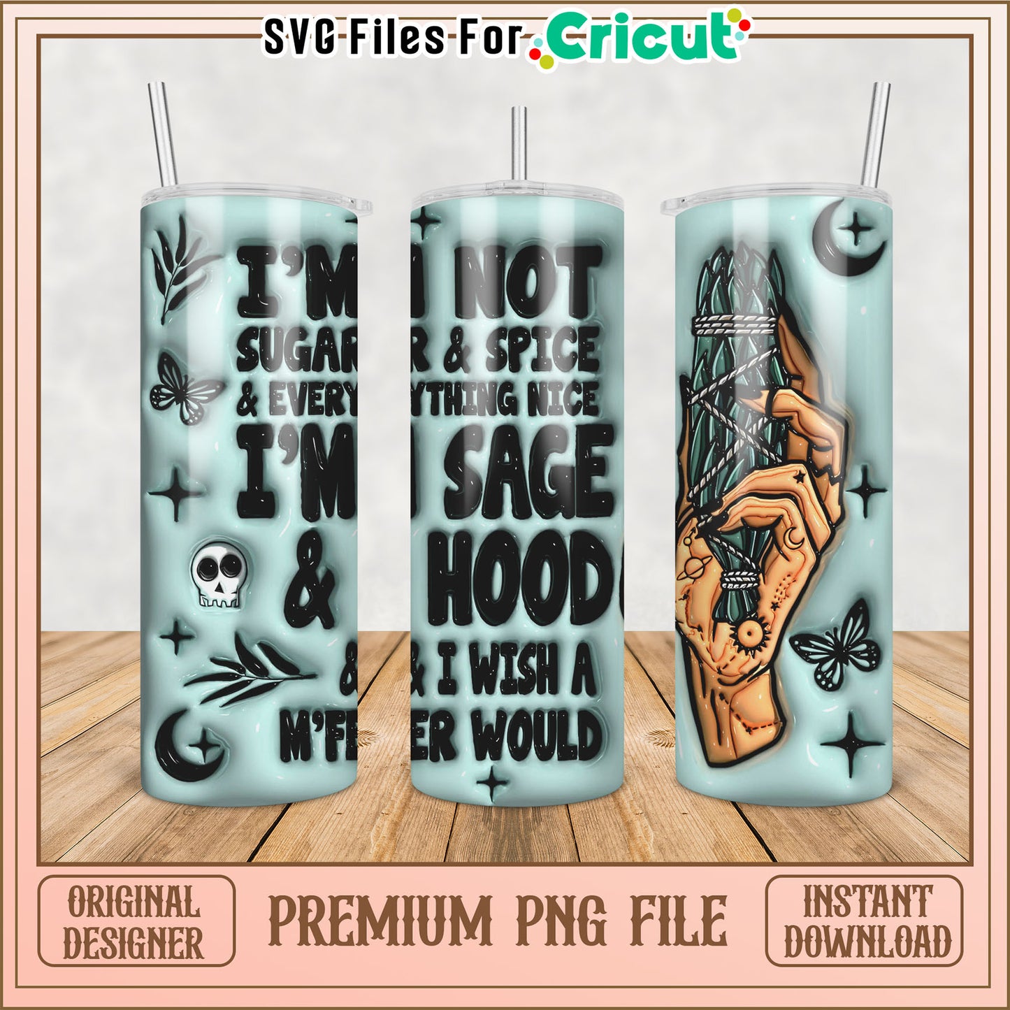 Sage Hood Tumbler PNG Design