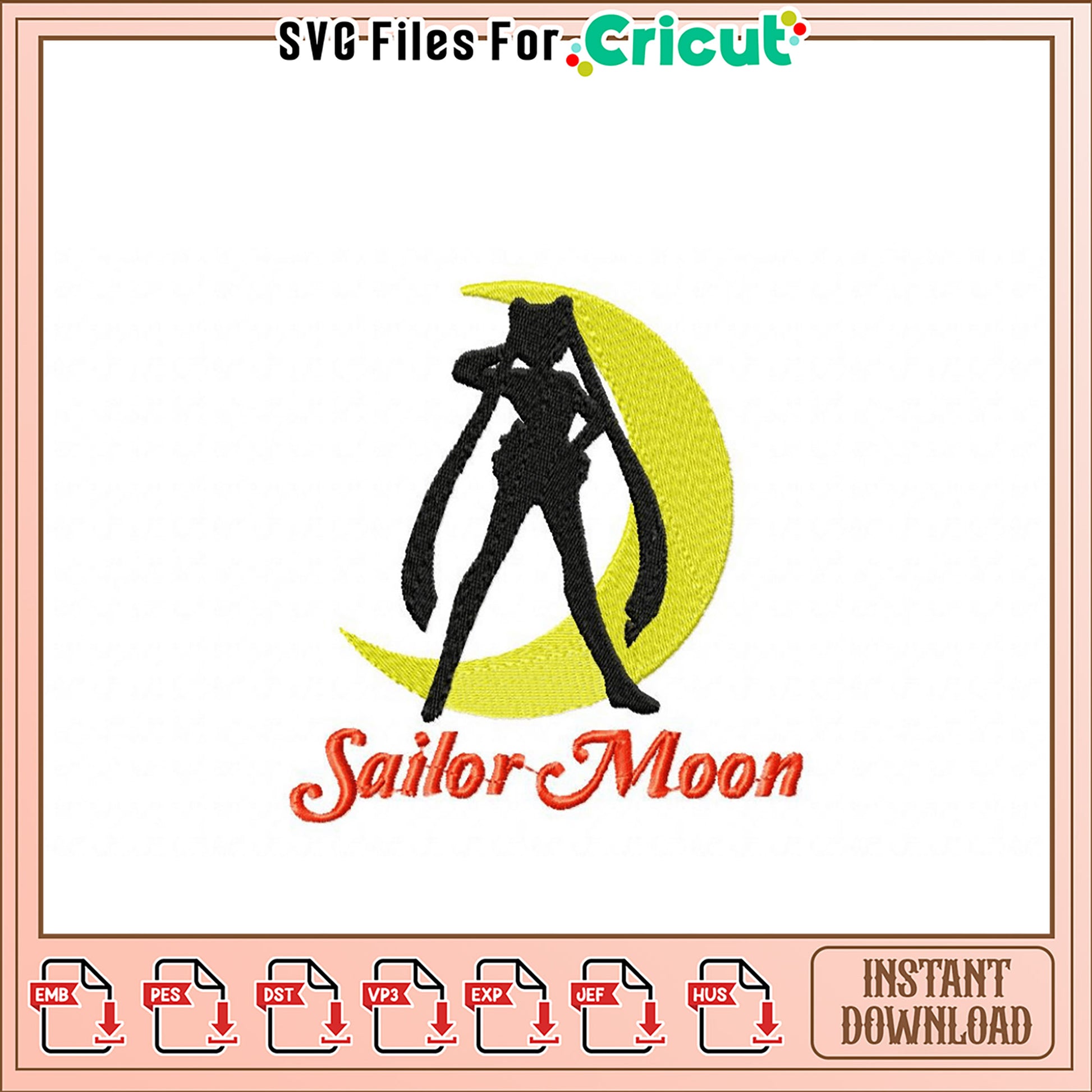 Sailor Moon Embroidery Design for Instant Download Use