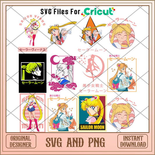 Sailor Moon svg bundle, Anime cute characters bundle - Svgfileforcricut