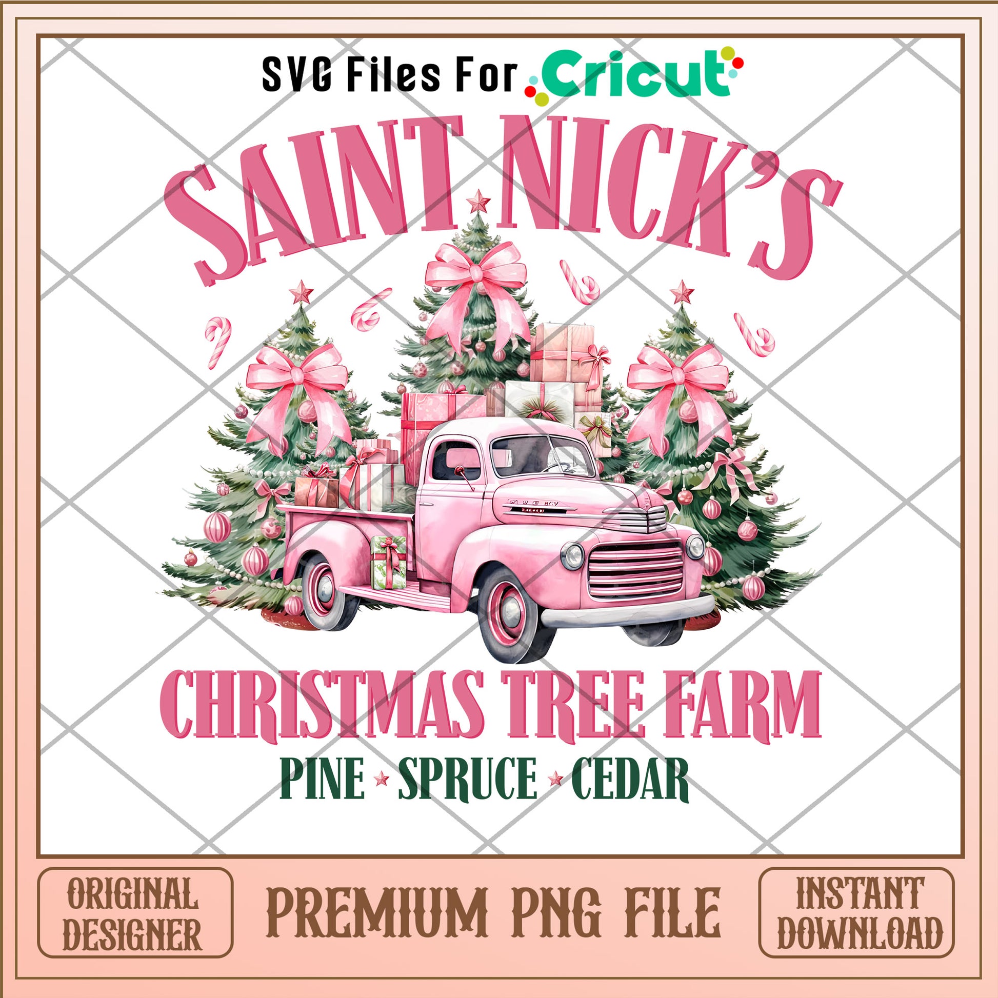 Saint nick's christmas tree farm png, pink pine tree png