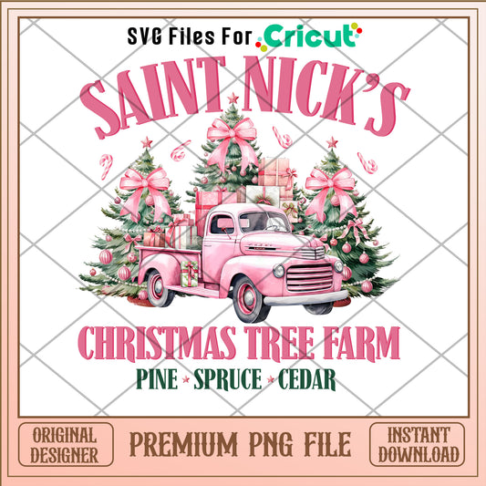 Saint nick's christmas tree farm png, pink pine tree png