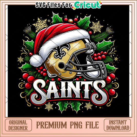 Saints Football Christmas PNG Design, Perfect for Cricut Projects