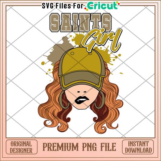 Saints Girl Premium PNG File for Cricut, Instant Download Design