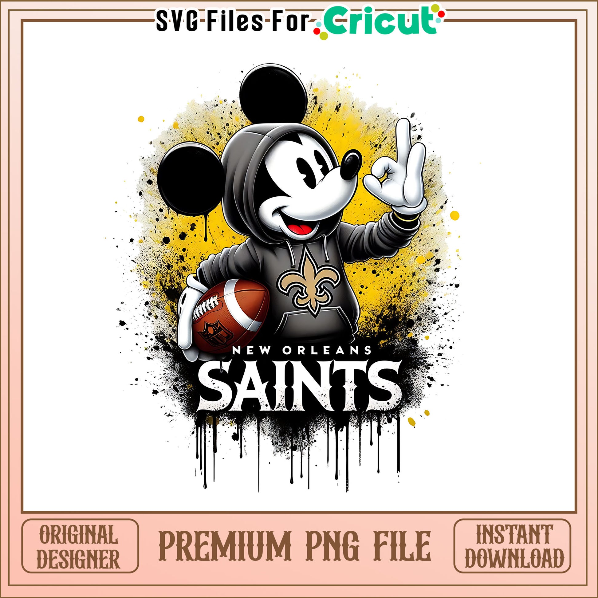 Saints Mickey rugby ball png, New Orleans Saints png, NFL png