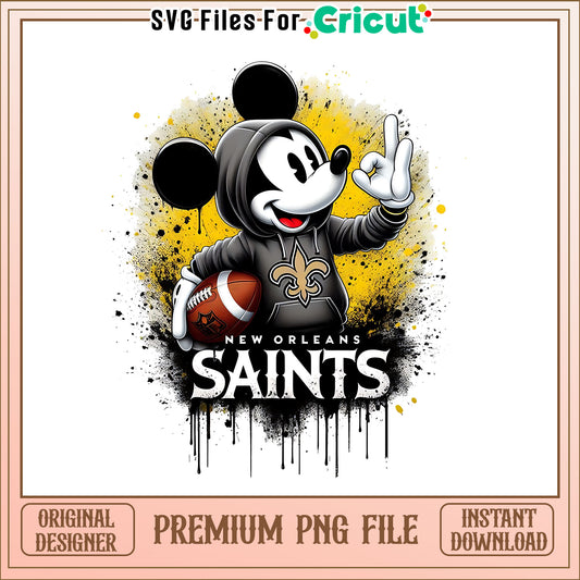 Saints Mickey rugby ball png, New Orleans Saints png, NFL png