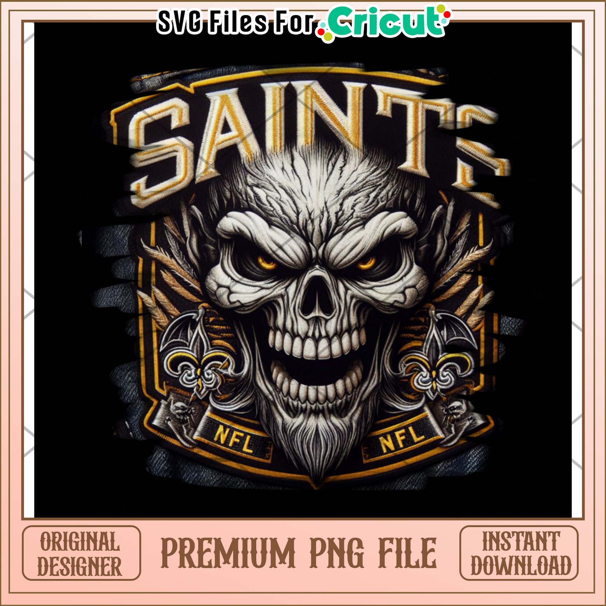 Saints Skull PNG Design for Cricut, High Quality Instant Download