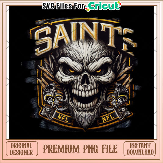 Saints Skull PNG Design for Cricut, High Quality Instant Download