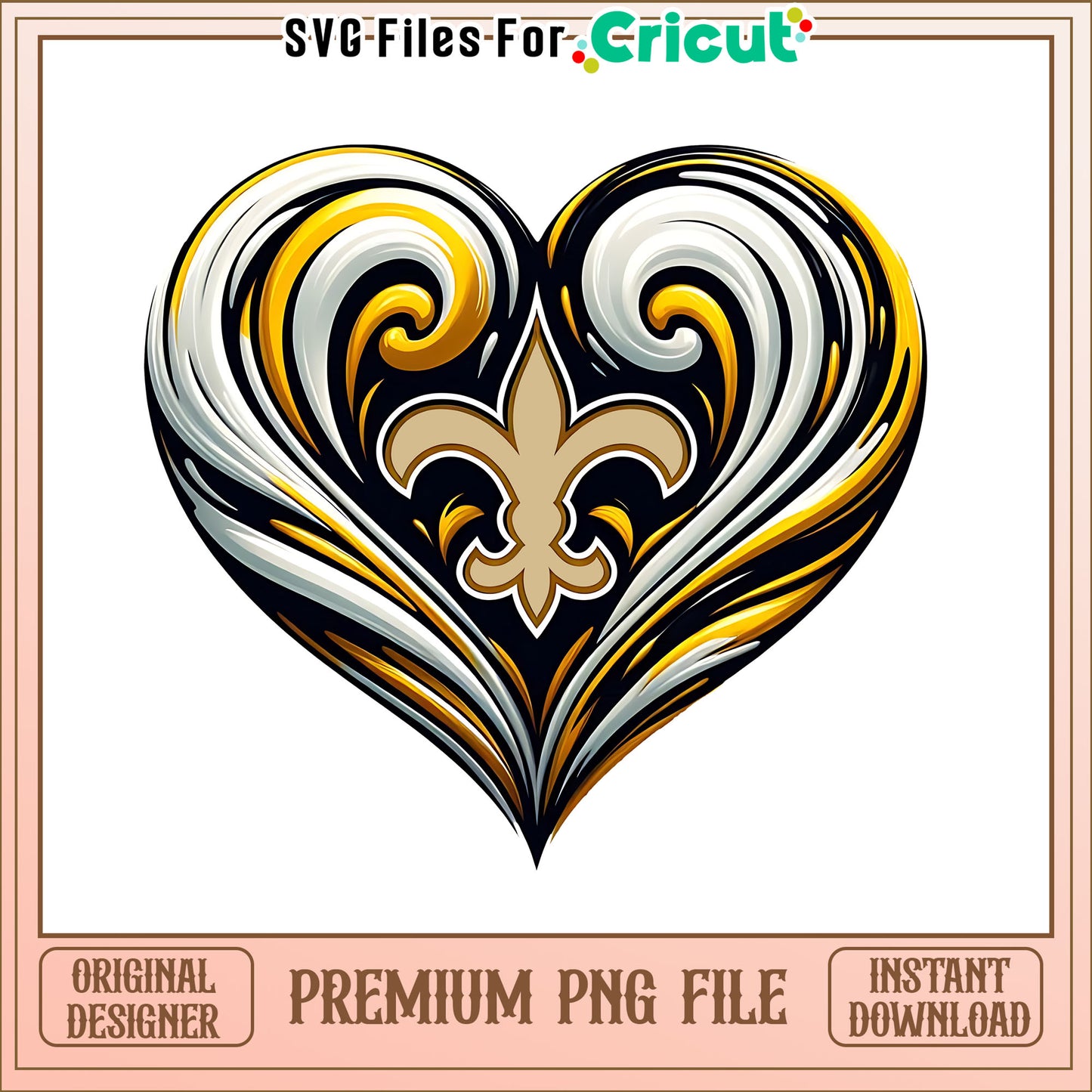 Saints logo vintage heart png, New Orleans Saints png, NFL png