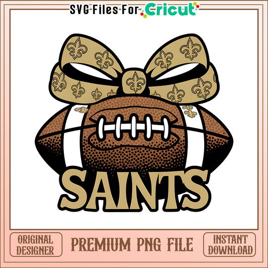 Saints rugby ball and bow png, New Orleans Saints png, NFL png