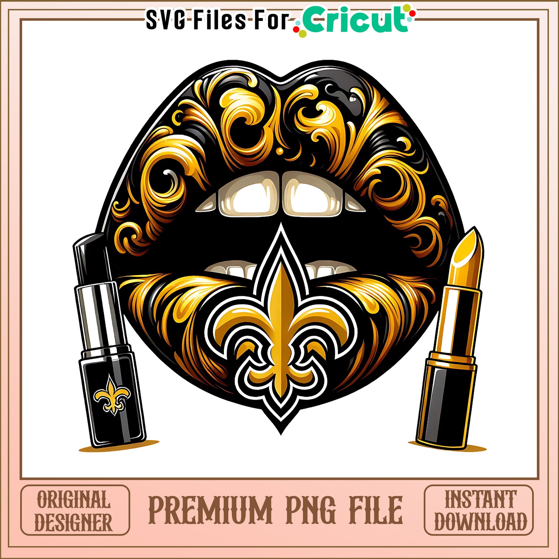 Saints vintage lips design png, New Orleans Saints png, NFL png