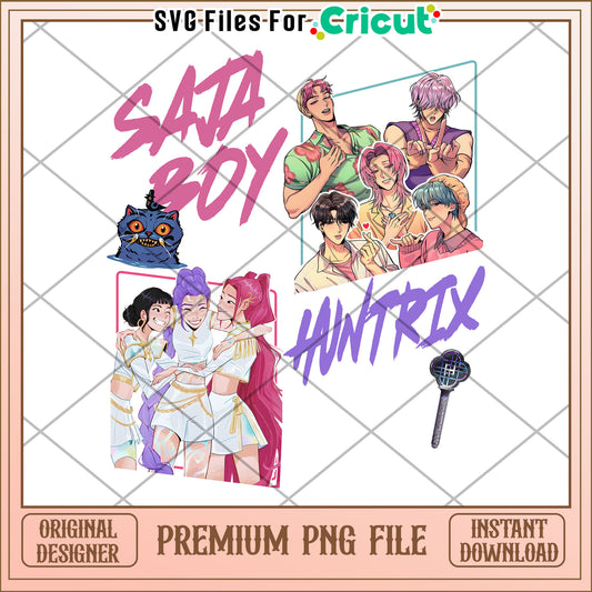 Saja boys and huntrix png, kpop songs png, netflix cartoon png