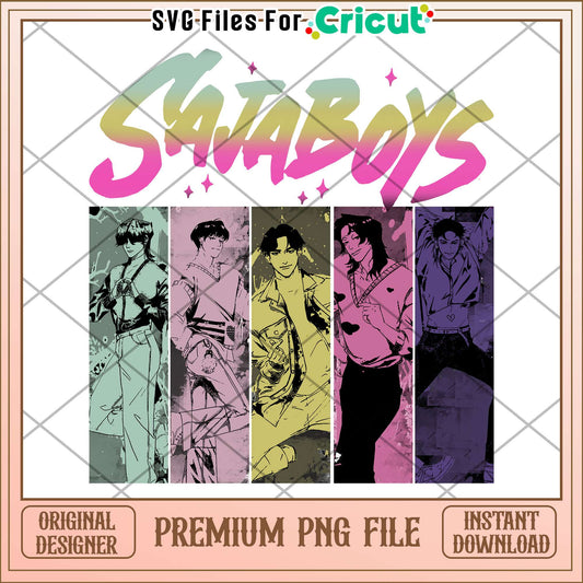 Saja boys band png, kpop demon hunter png, demon idol png
