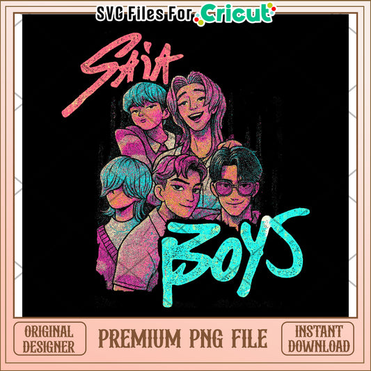 Saja boys band png, saja boys and huntrix png, kpop cartoon png