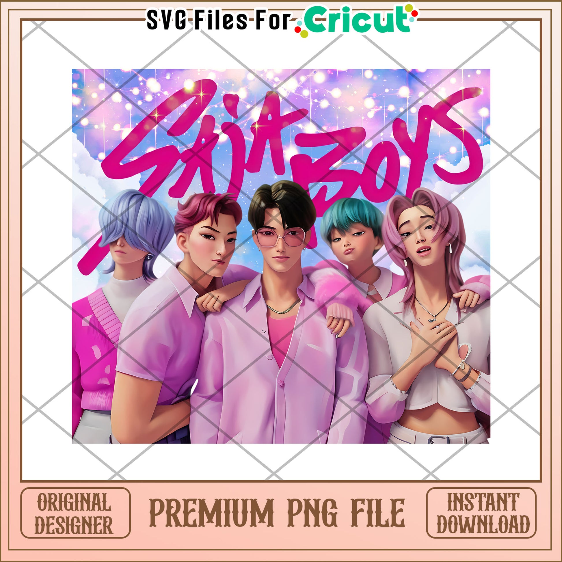 Saja boys band png, saja boys fans png, huntrix characters png