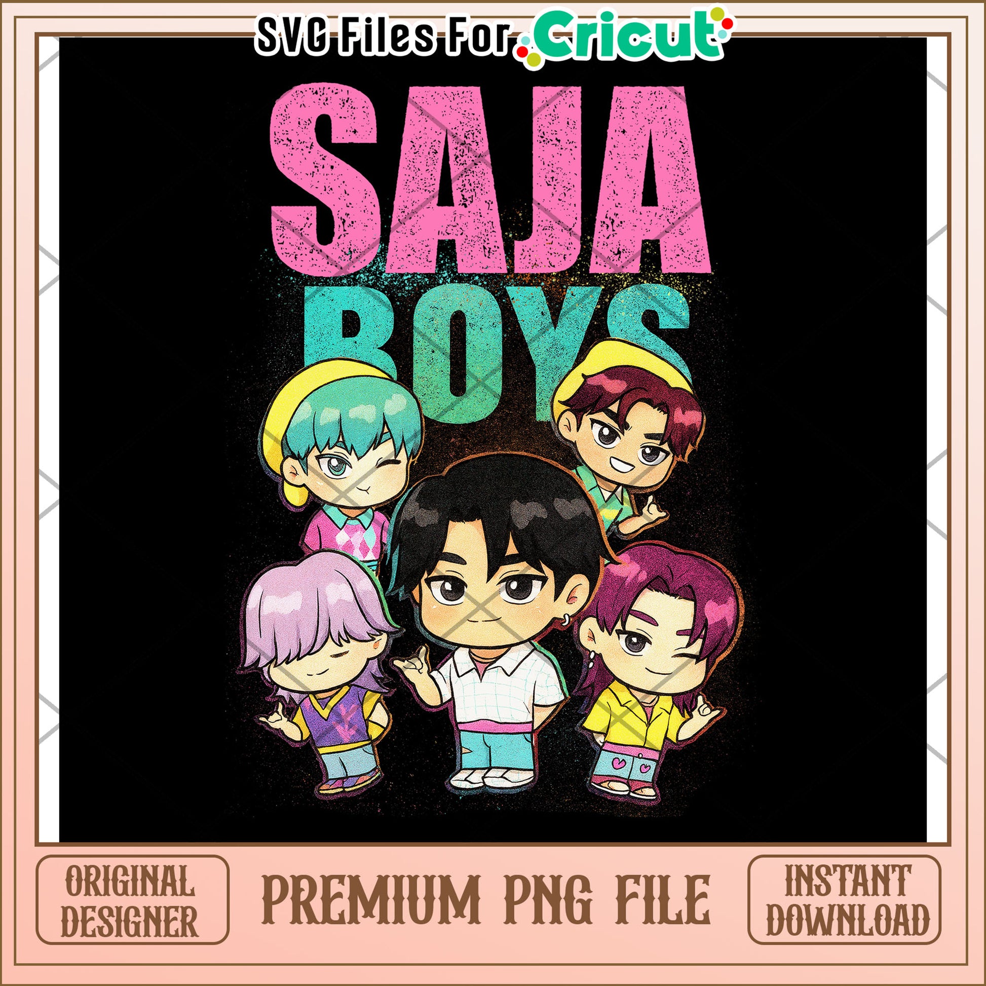 Saja boys chibi png, saja boys and huntrix png, kpop cartoon png