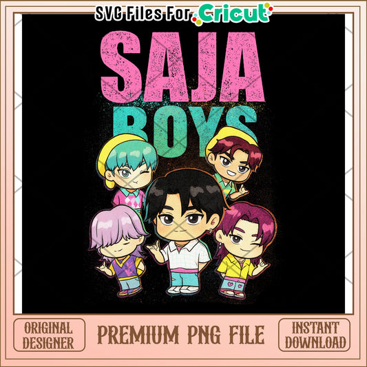 Saja boys chibi png, saja boys and huntrix png, kpop cartoon png