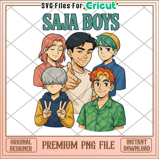 Saja boys kpop band png, cute demon slayer png, kpop boy png