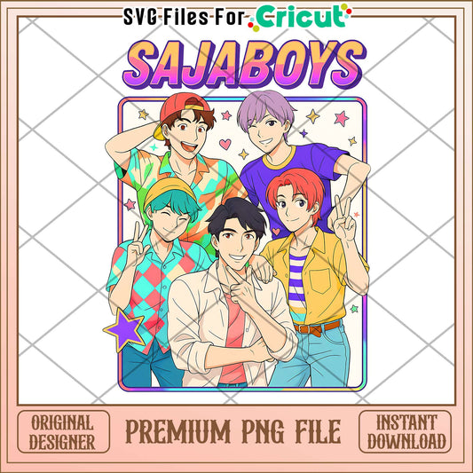 Saja boys kpop cartoon png, cute demon slayer png, kpop boy png