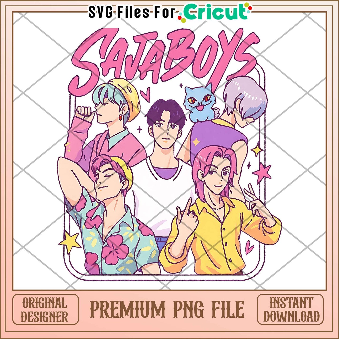 Saja boys members design png, cute demon slayer png, kpop boy png