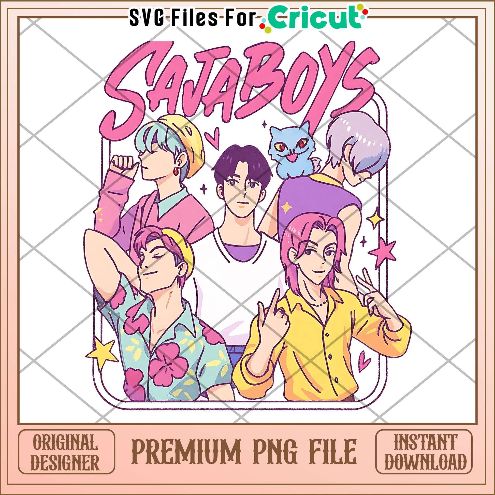 Saja boys members design png, cute demon slayer png, kpop boy png