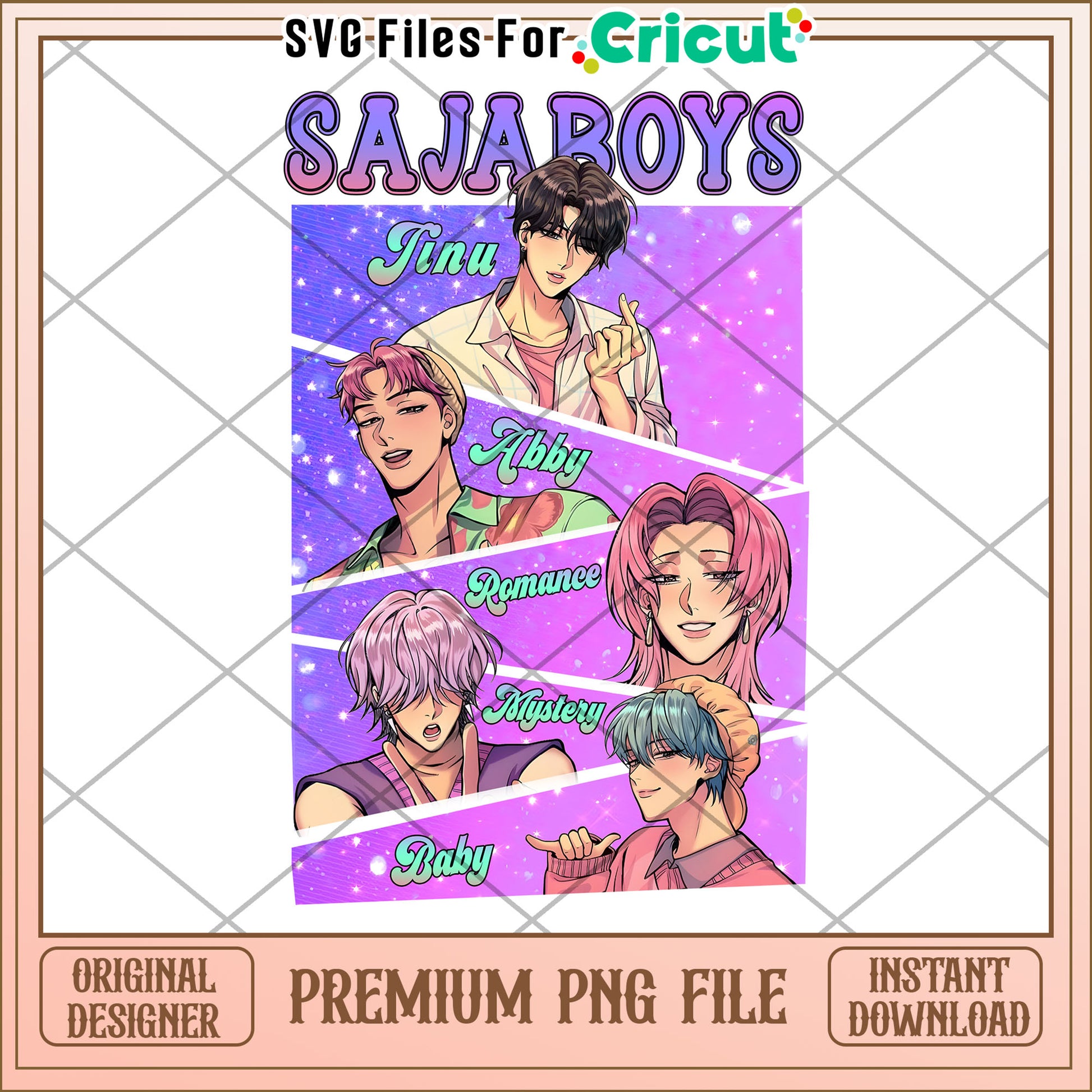 Saja boys members name png, kpop band png, huntrix tiger png