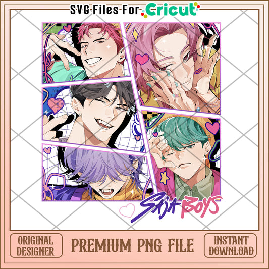 Saja boys members png, saja boys fans png, huntrix characters png