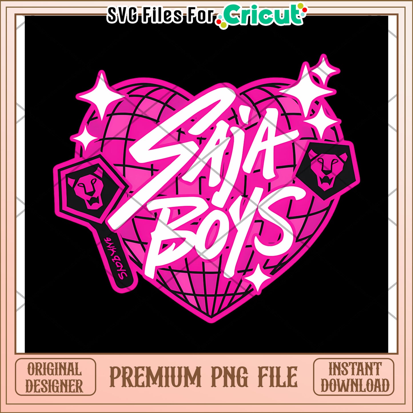 Saja boys pink heart png, kpop band png, korean cartoon png