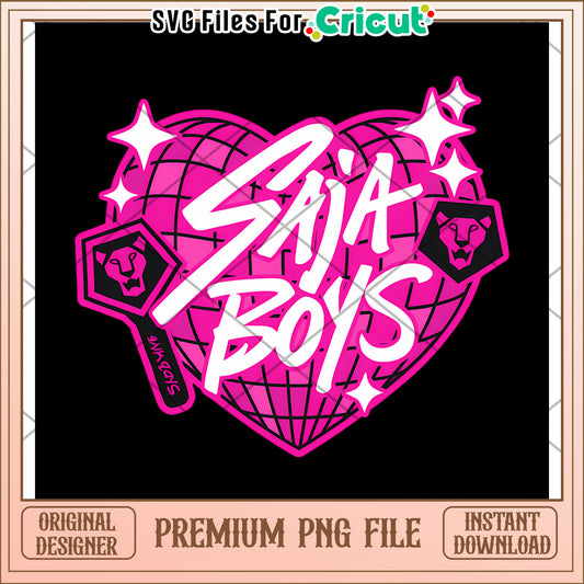 Saja boys pink heart png, kpop band png, korean cartoon png