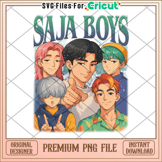 Saja boys png, kpop demon hunters png, kpop group design png