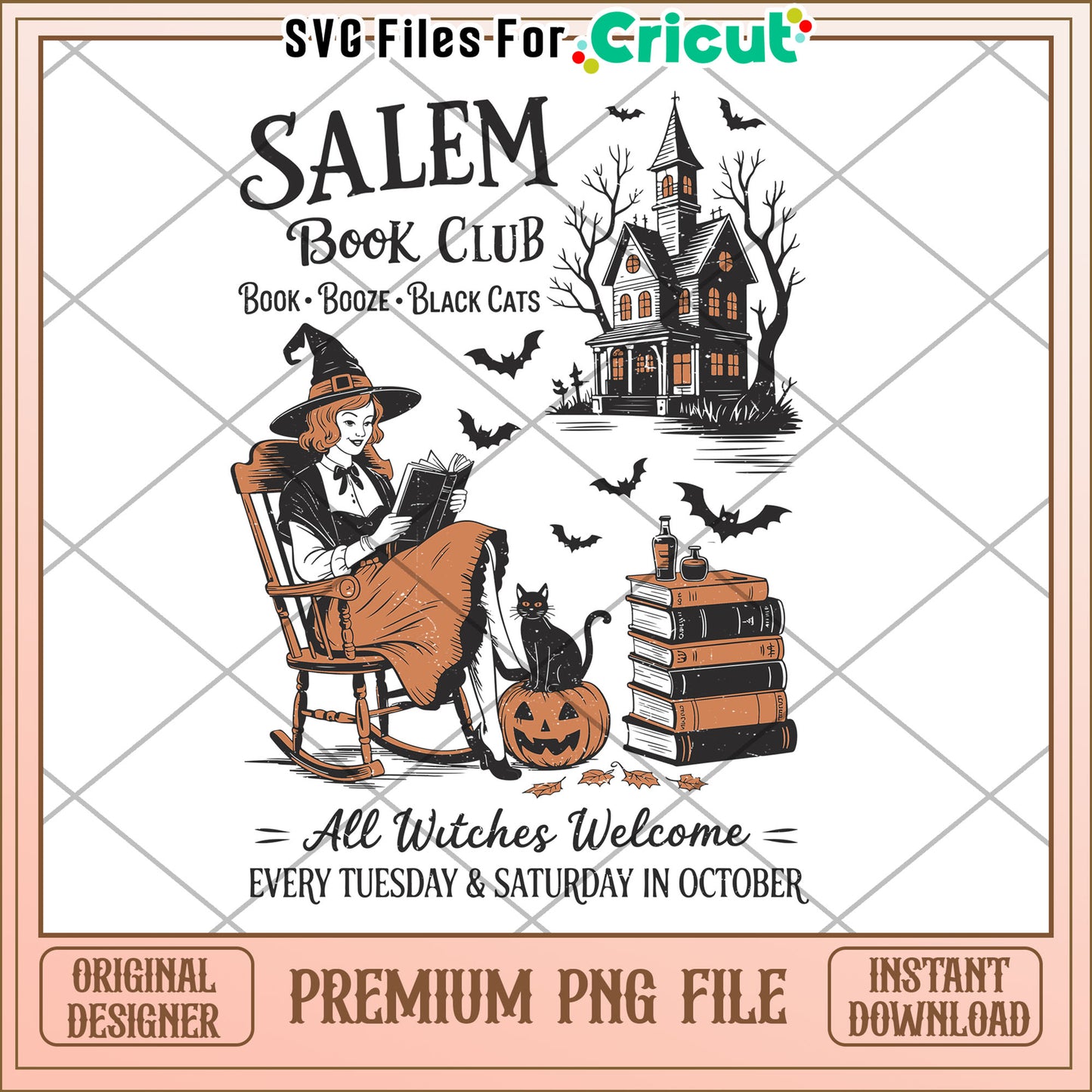 Salem book club png, autumn season png, halloween costume party png