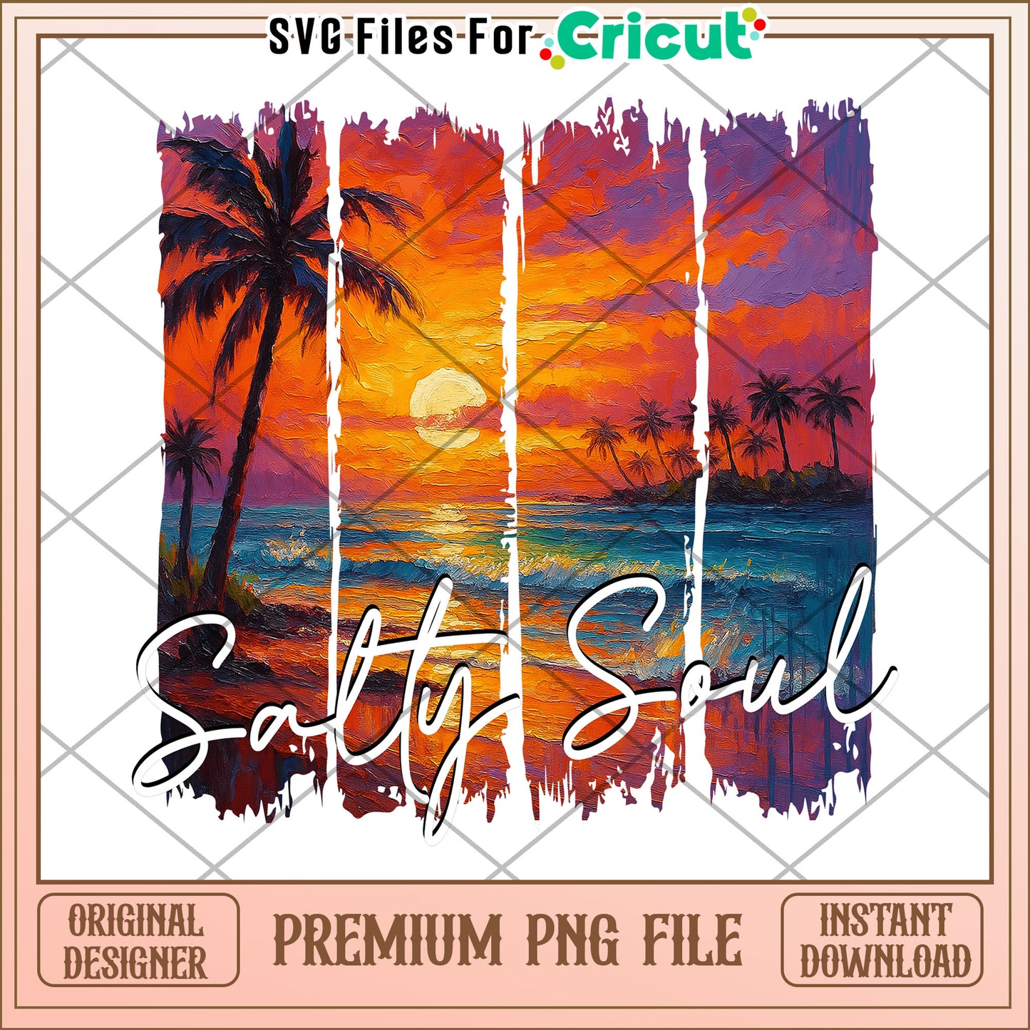Salty Soul Sunset PNG Beach Tropical Art