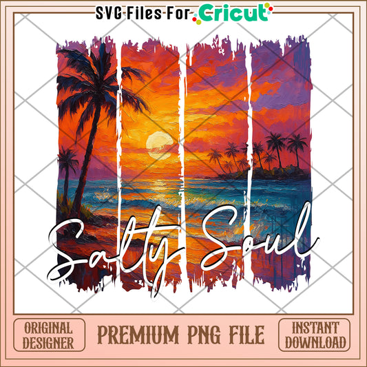 Salty Soul Sunset PNG Beach Tropical Art