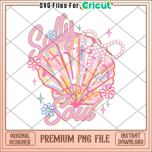 Salty soul with seashell png, summer time png, summer holiday png