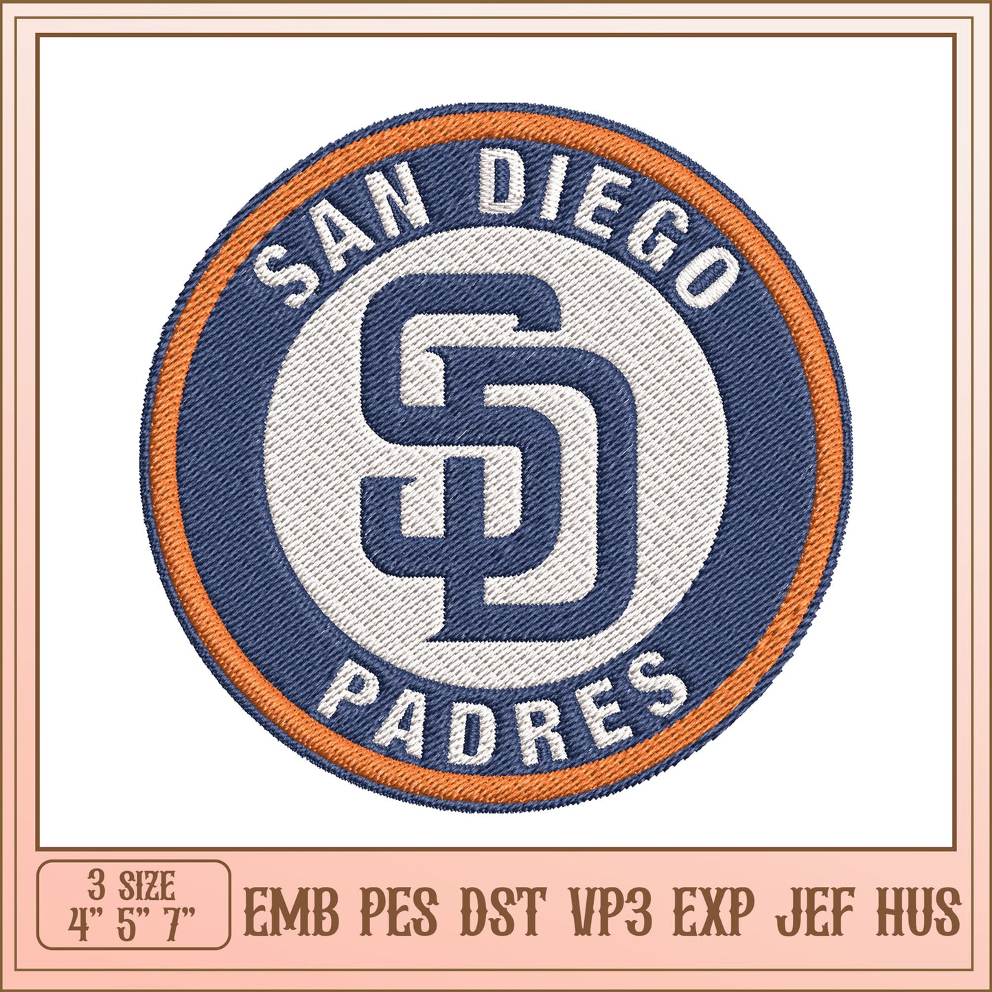 San Diego Padres Embroidery Design