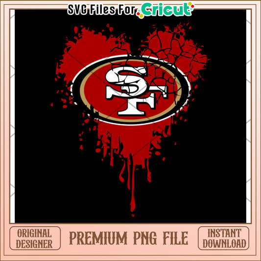 San Francisco 49ers Heart Design for Cricut, Instant Download PNG File