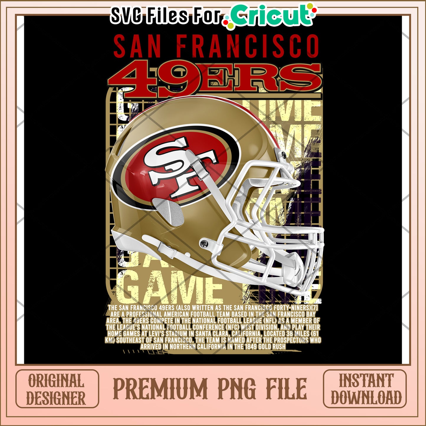 San Francisco 49ers Helmet Design, Instant Download Premium PNG File
