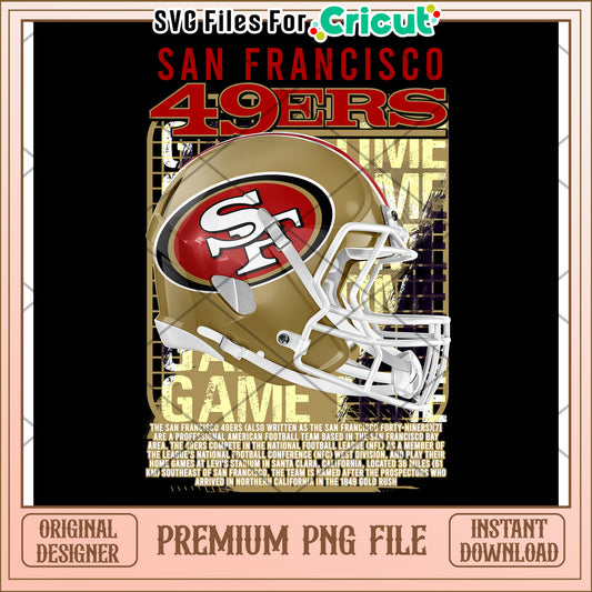 San Francisco 49ers Helmet Design, Instant Download Premium PNG File