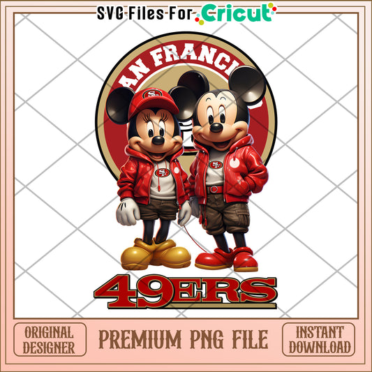 San Francisco 49ers Mickey and Minnie Mouse PNG, premium digital design
