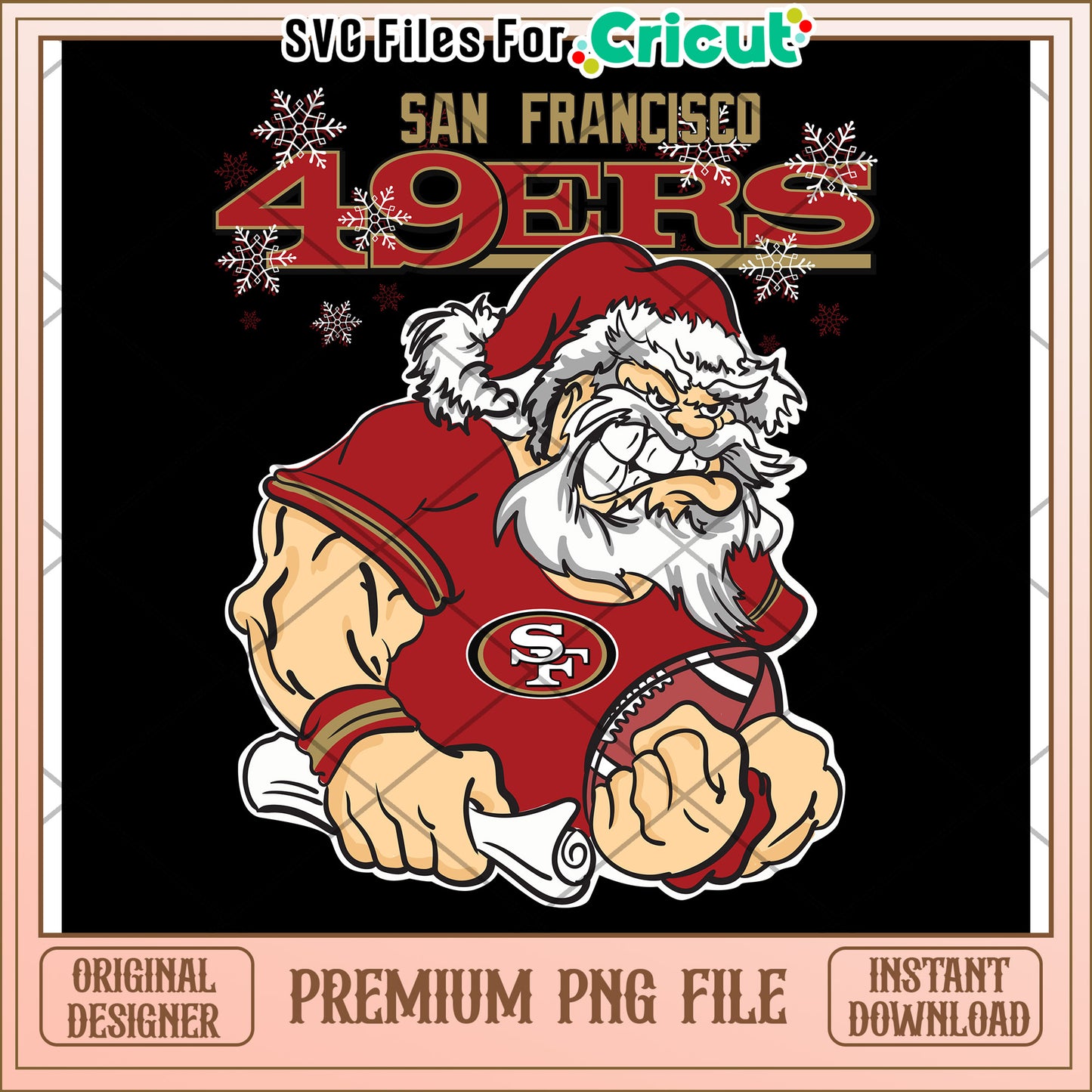 San Francisco 49ers Santa PNG file for Cricut, premium design download