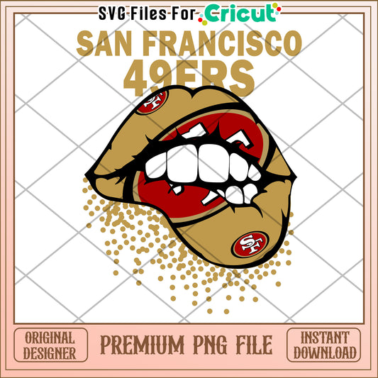 San Francisco 49ers lip design PNG file for instant download, perfect for Cricut projects