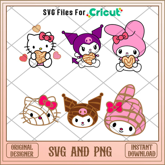 SanRio Conchas cute cat svg Bundle 