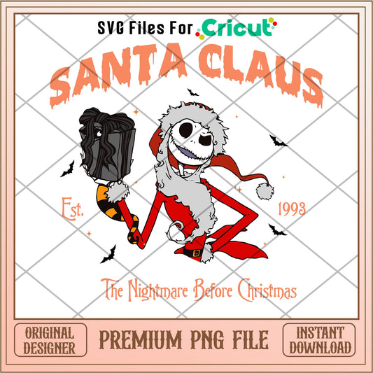 Santa Claus est 1993 The Nightmare Before Christmas png, Nightmare before christmas png, digital download