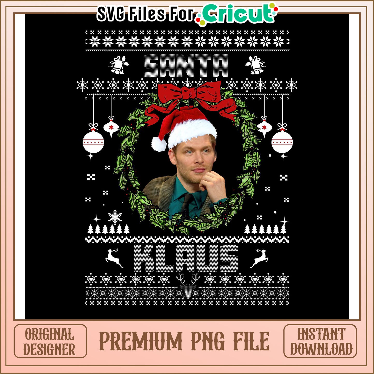 Santa Klaus Christmas PNG File for Cricut, Instant Download Design