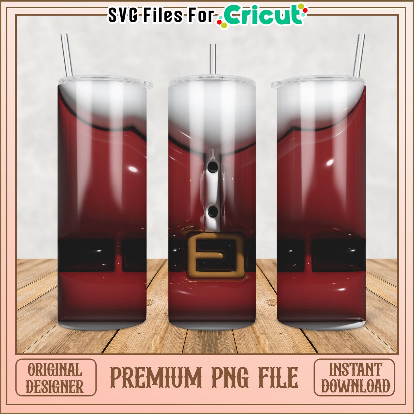 Santa Tumbler PNG Sublimation Design