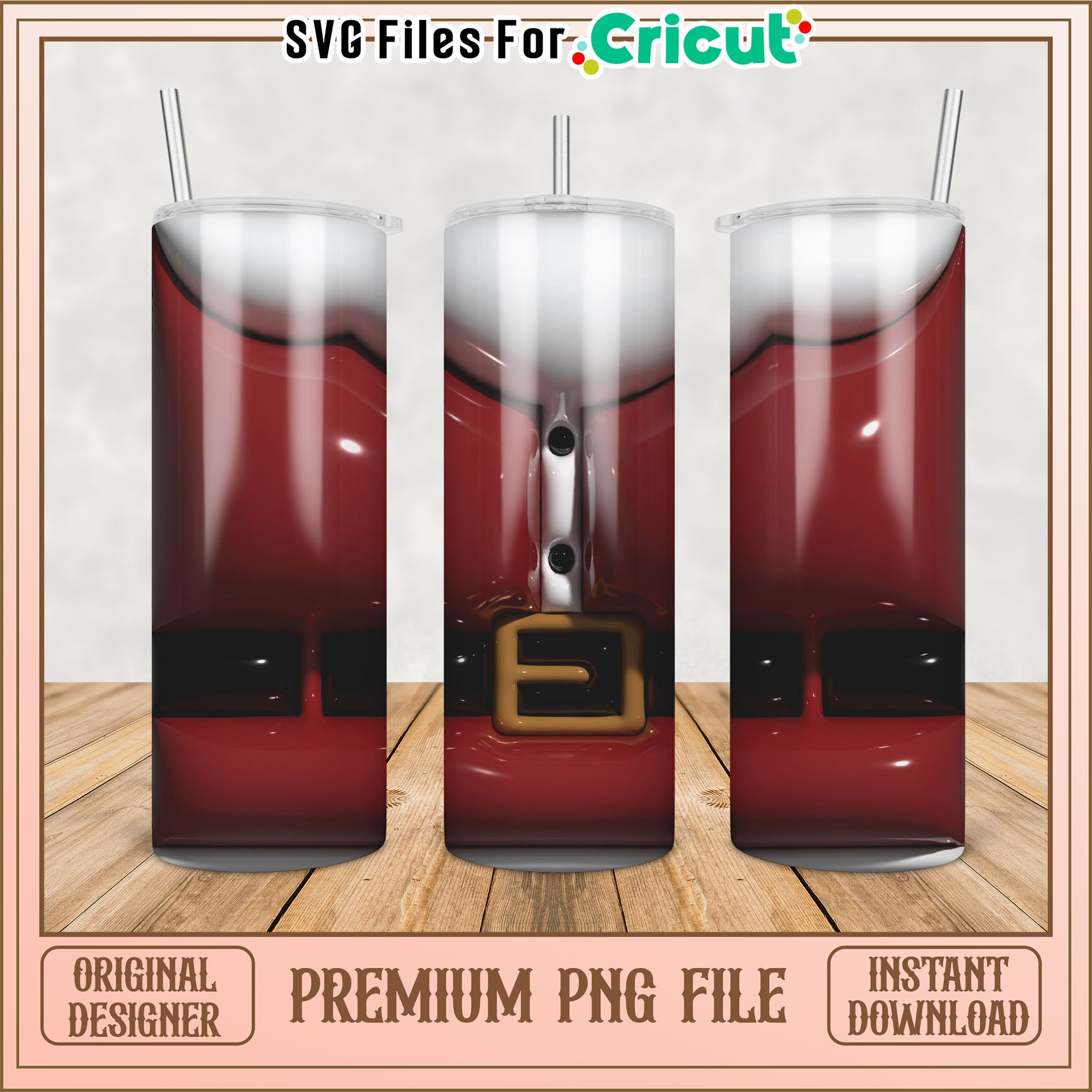 Santa Tumbler PNG Sublimation Design