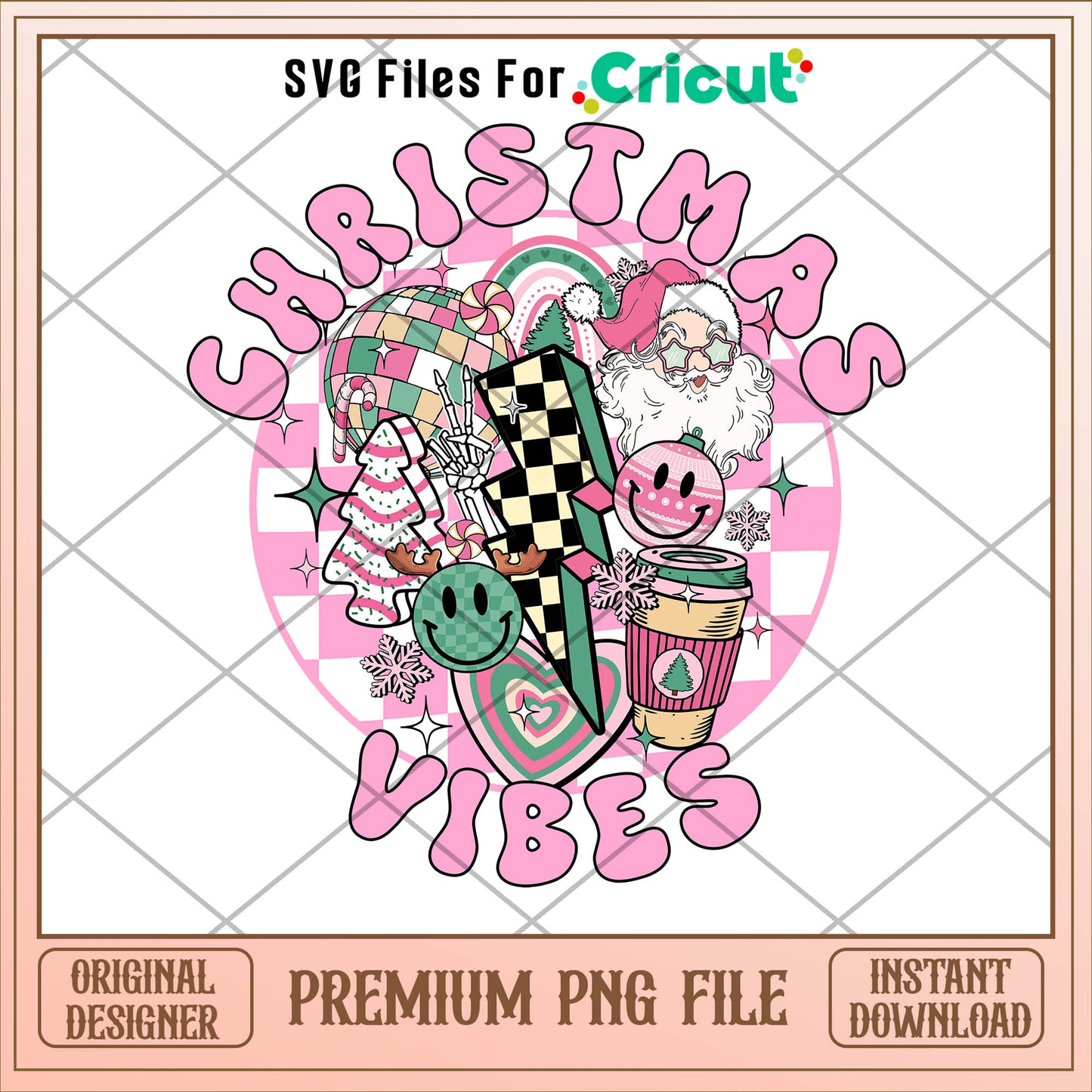 Santa claus christmas vibes pink png, santa claus png, christmas png