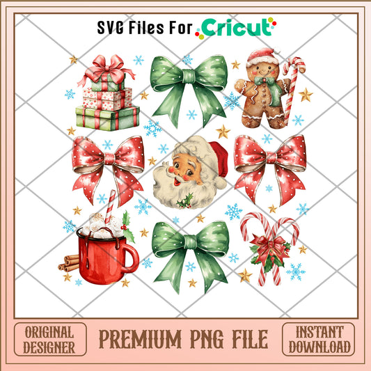 Santa claus and Gingerbread png, vintage christmas png