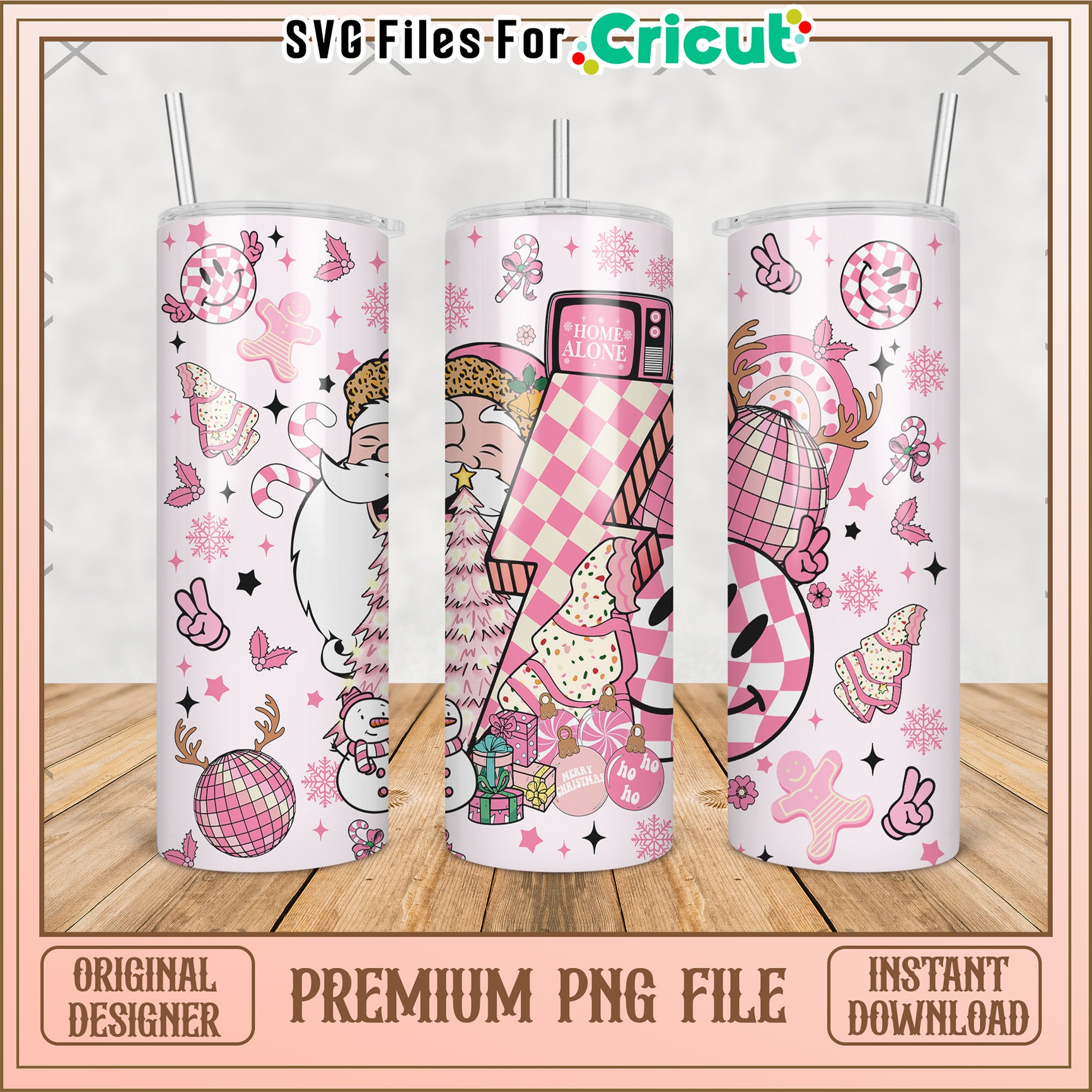 Santa claus pink tumbler pnf, christmas png, happy christmas png