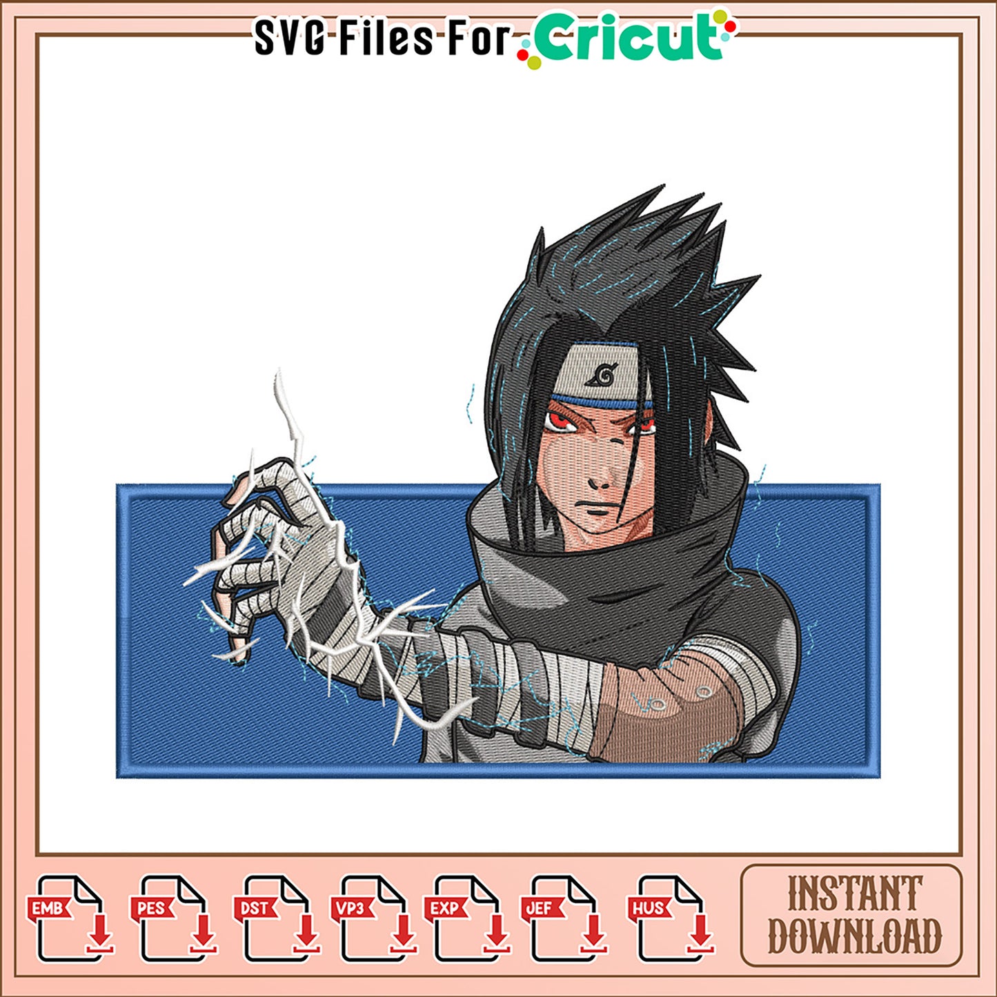 Sasuke Uchiha Embroidery Design Instant Download